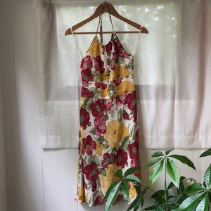 Halter Silk Floral Dress